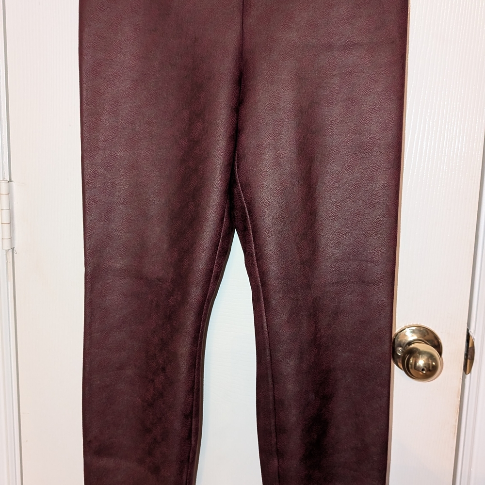 White House Black Market Maroon Faux Leather Leggings